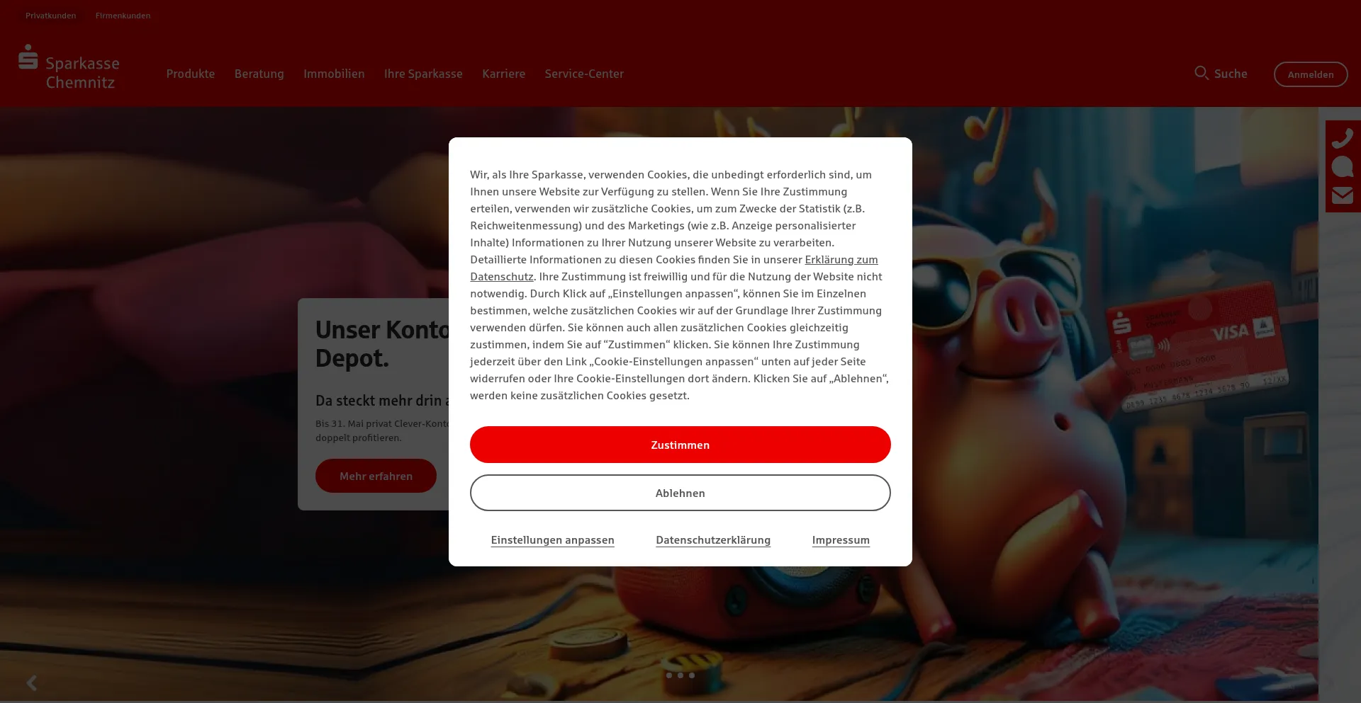 Website screenshot of Spk-chemnitz.de