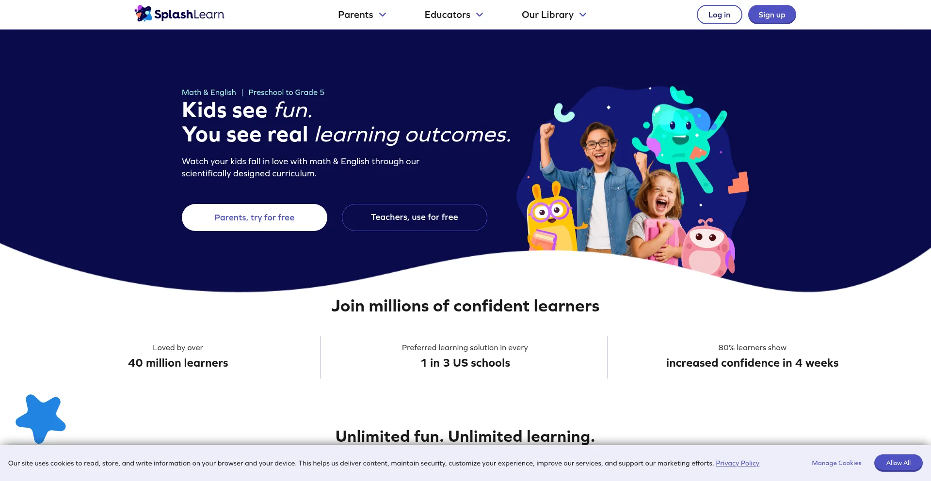 Splashlearn.com Screenshot
