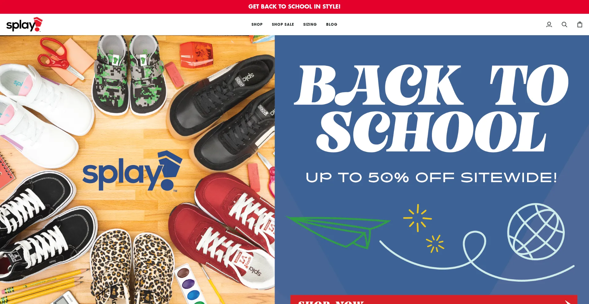 Website screenshot of Splayshoes.com