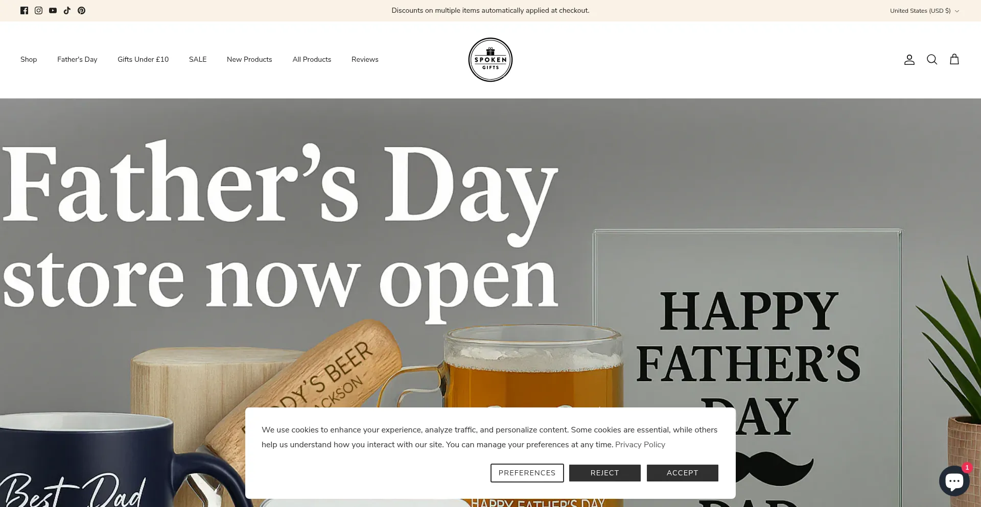 Website screenshot of Spokengifts.co.uk