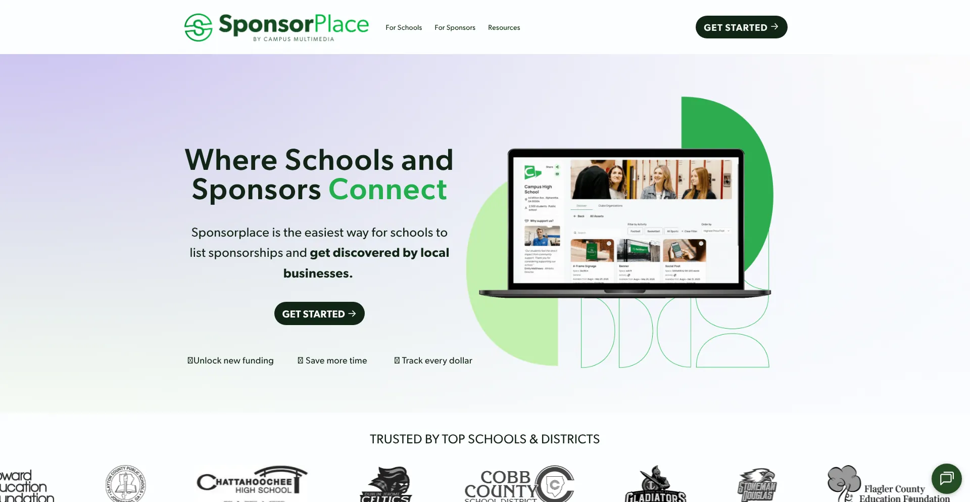 Website screenshot of Sponsorplace.com