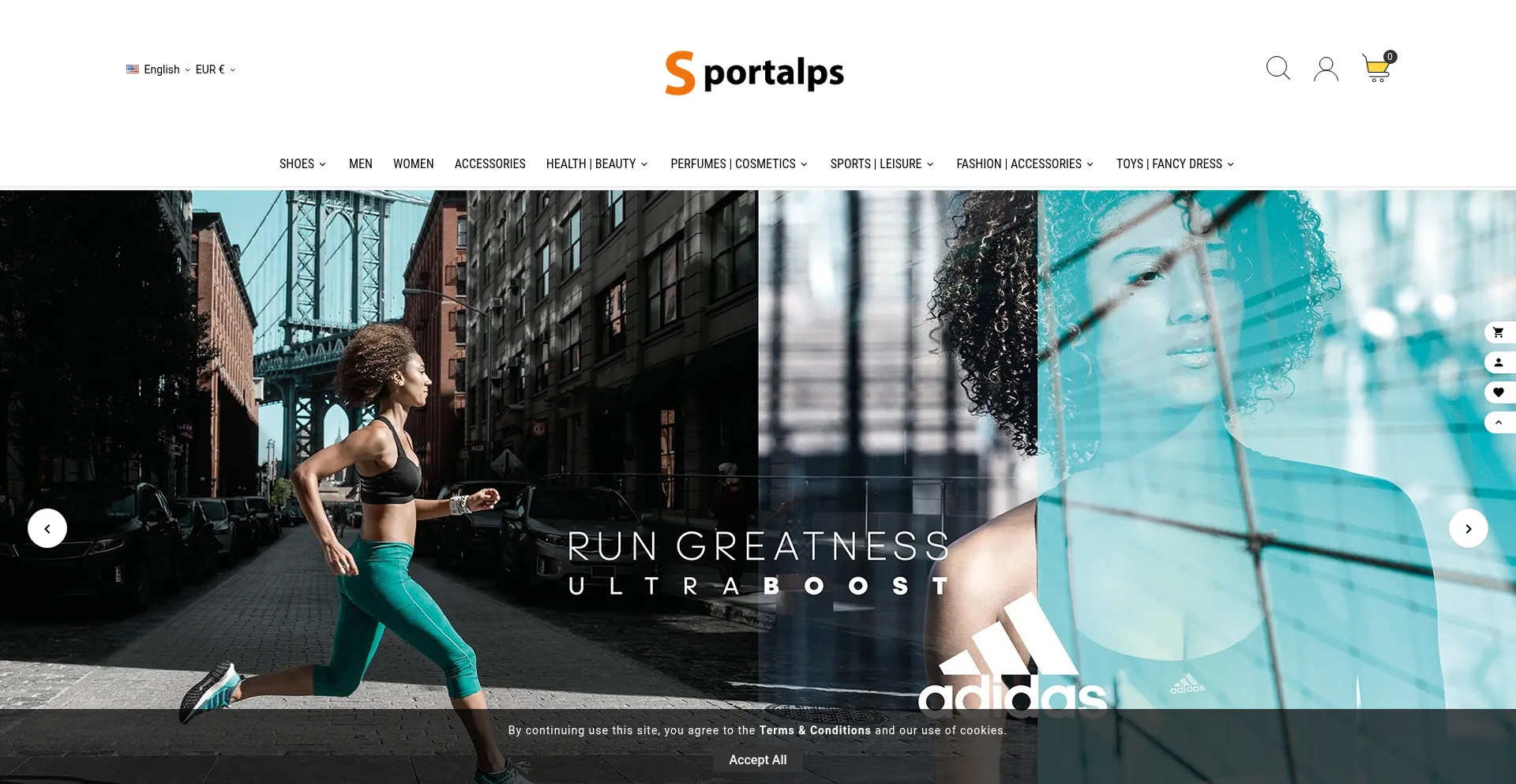 Website screenshot of Sportalps.com