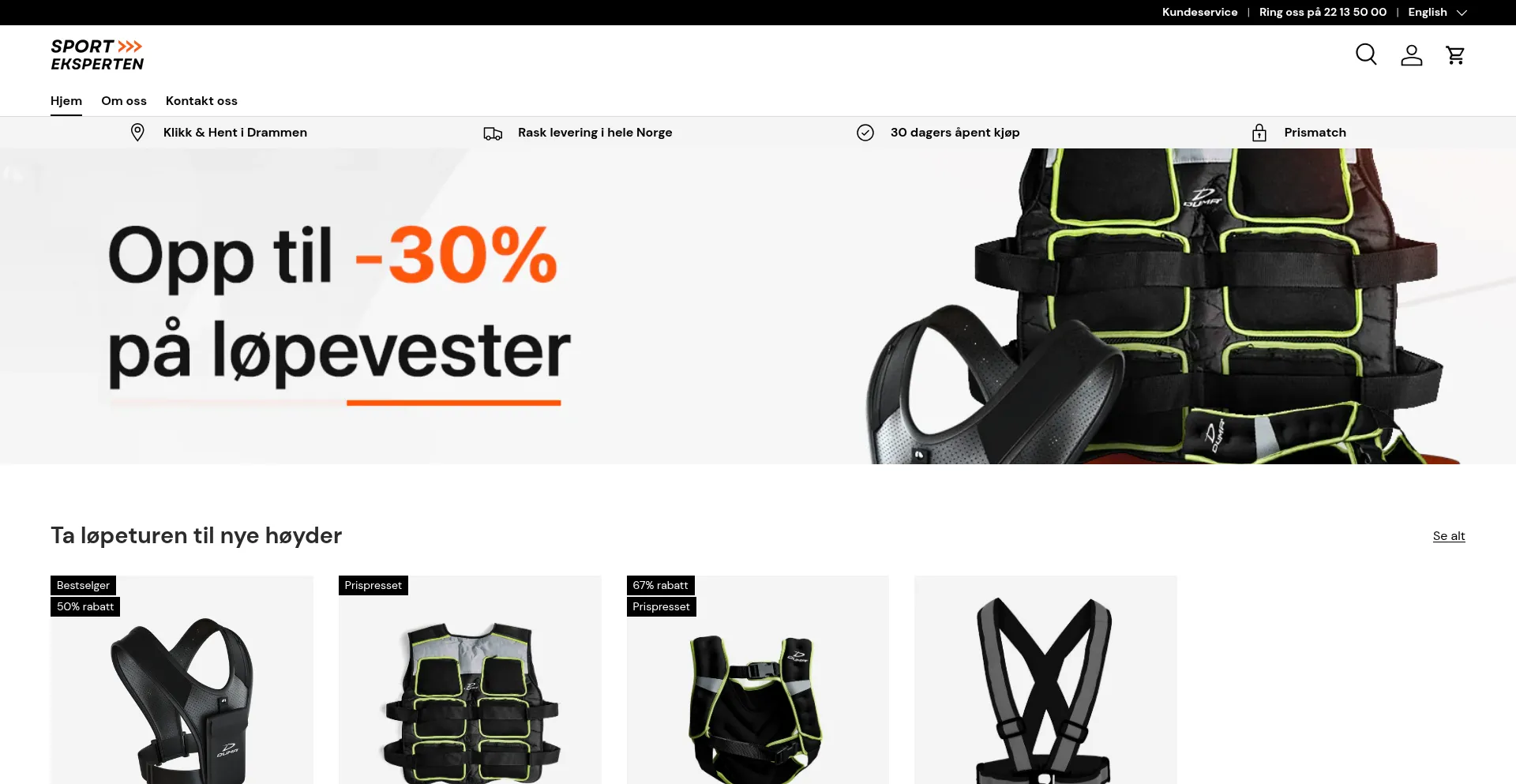Website screenshot of Sporteksperten.no