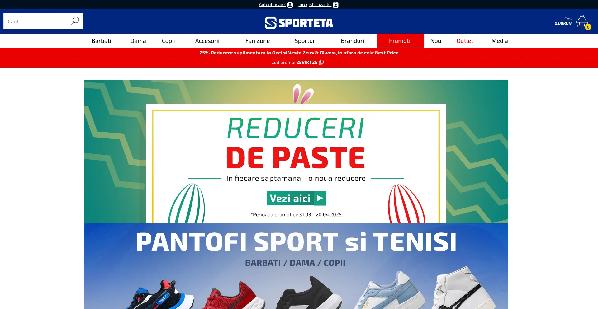 Website screenshot of Sporteta.com