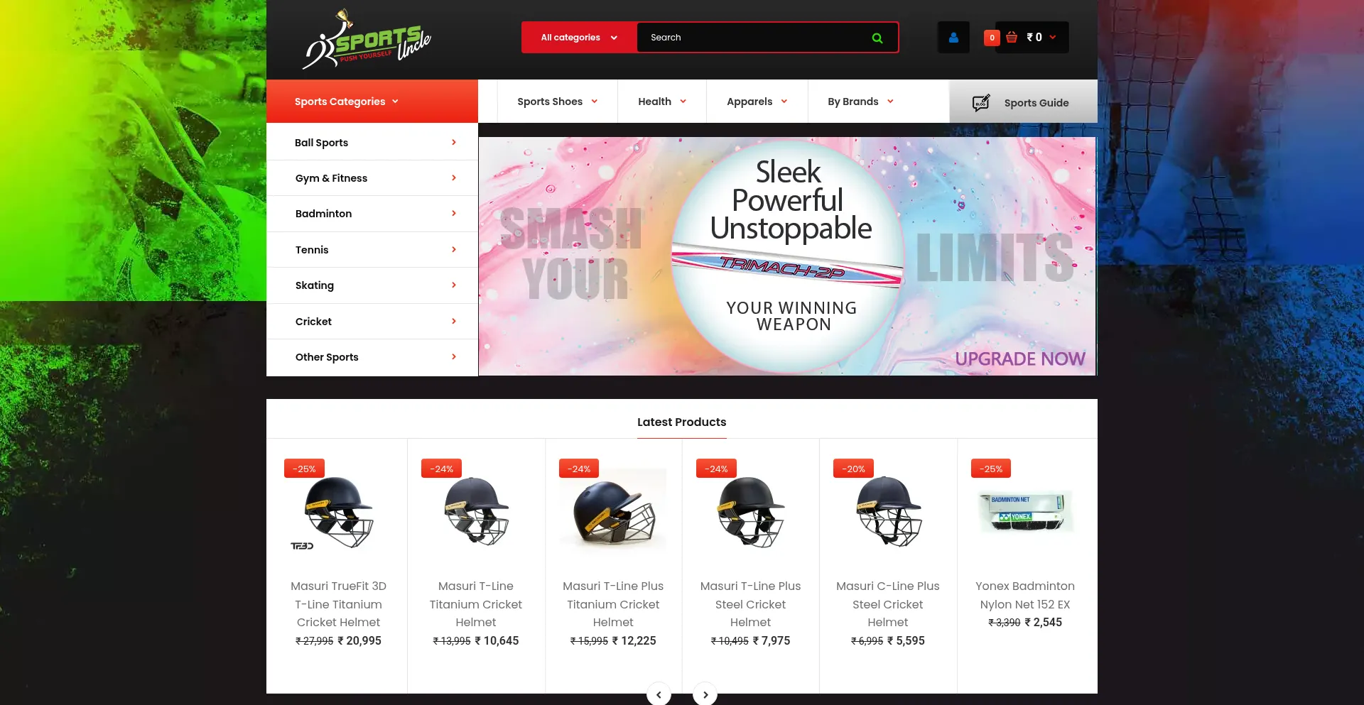 Website screenshot of Sportsuncle.com