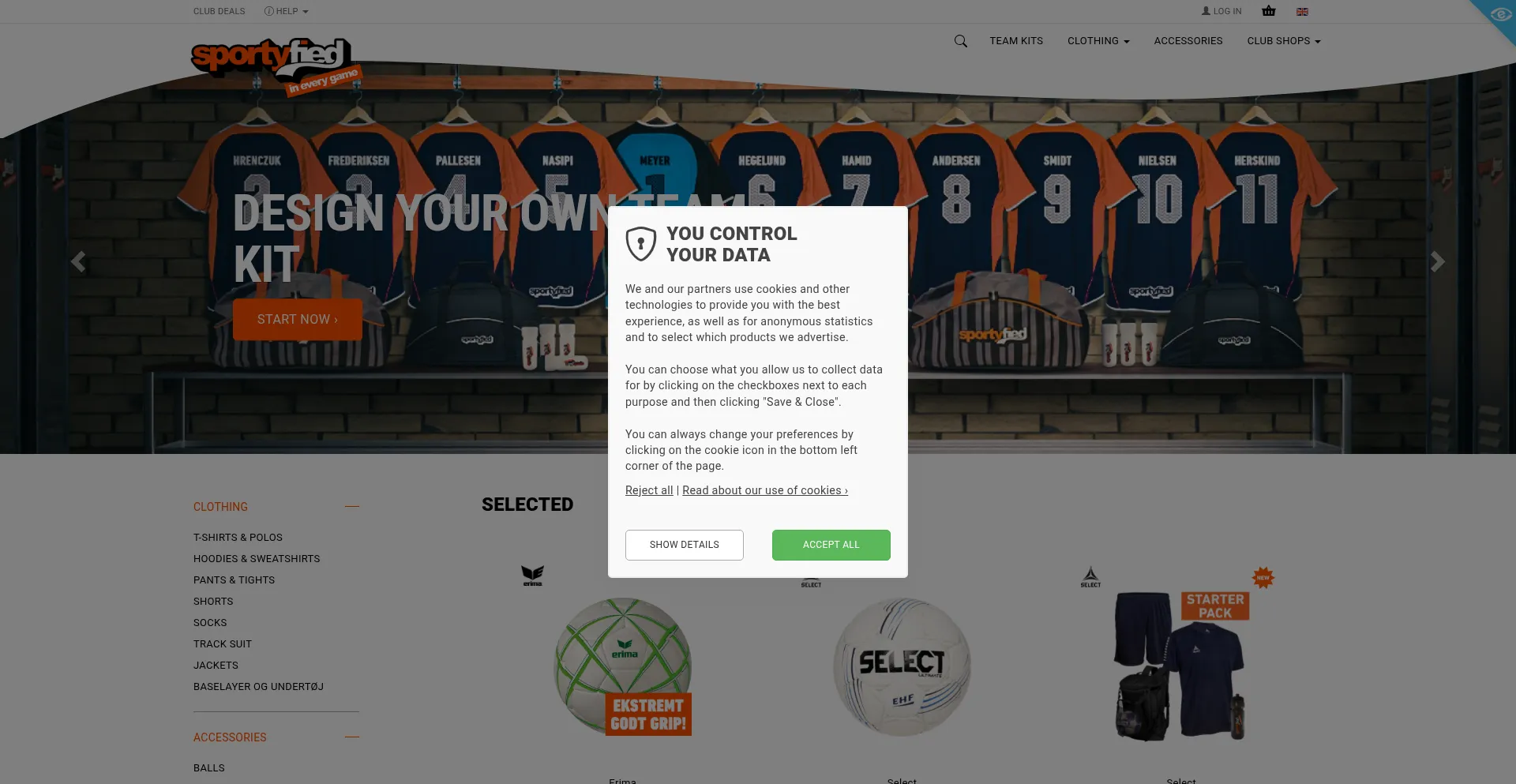Website screenshot of Sportyfied.com