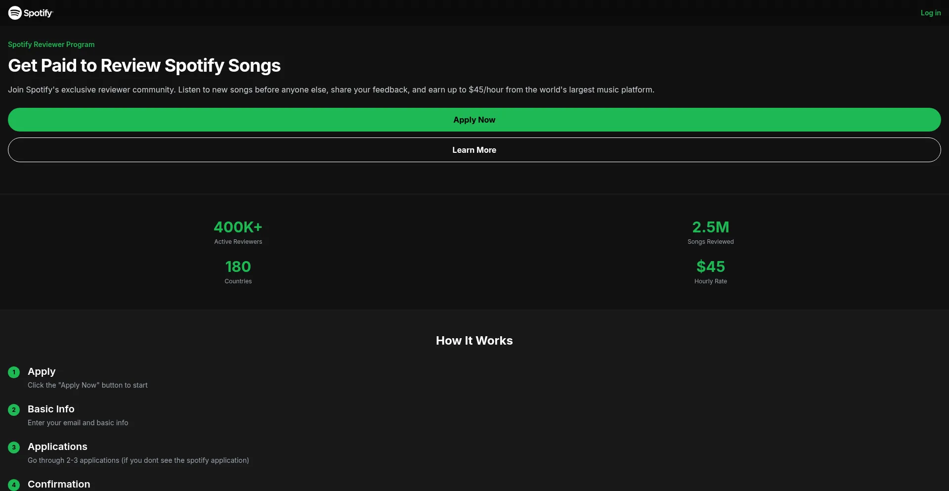 Website screenshot of Spotifyreview.com