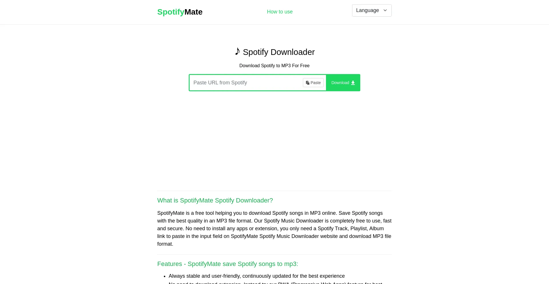 Website screenshot of Spotimate.io