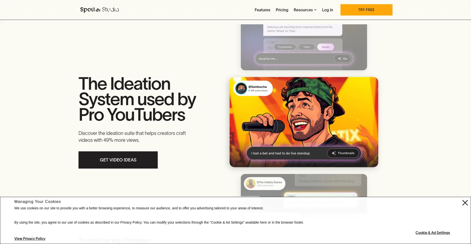Website screenshot of Spotterstudio.com