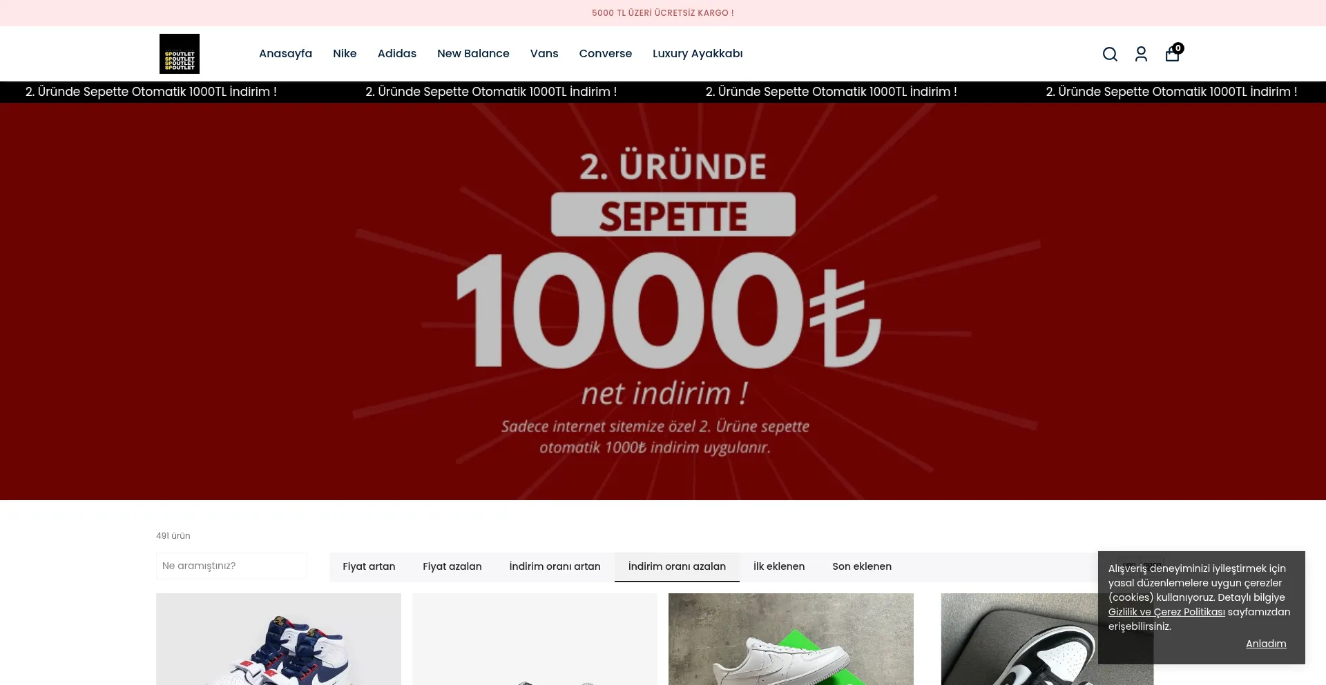 Website screenshot of Spoutlet.tr