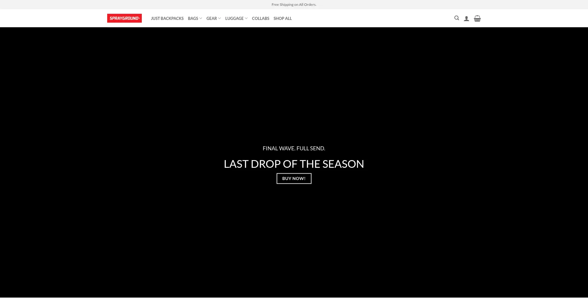 Website screenshot of Spraygroundn.com