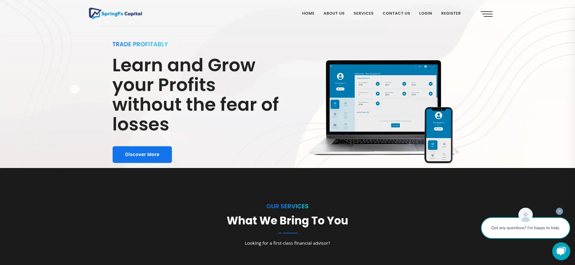 Website screenshot of Springfxcapital.com