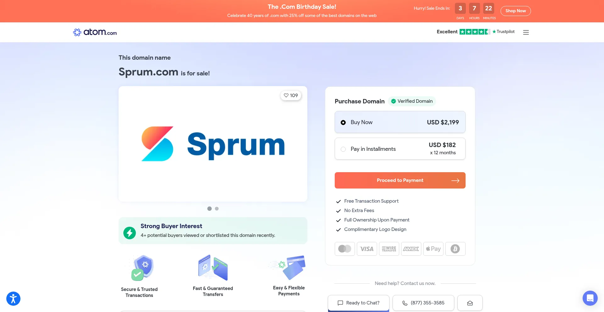 Website screenshot of Sprum.com