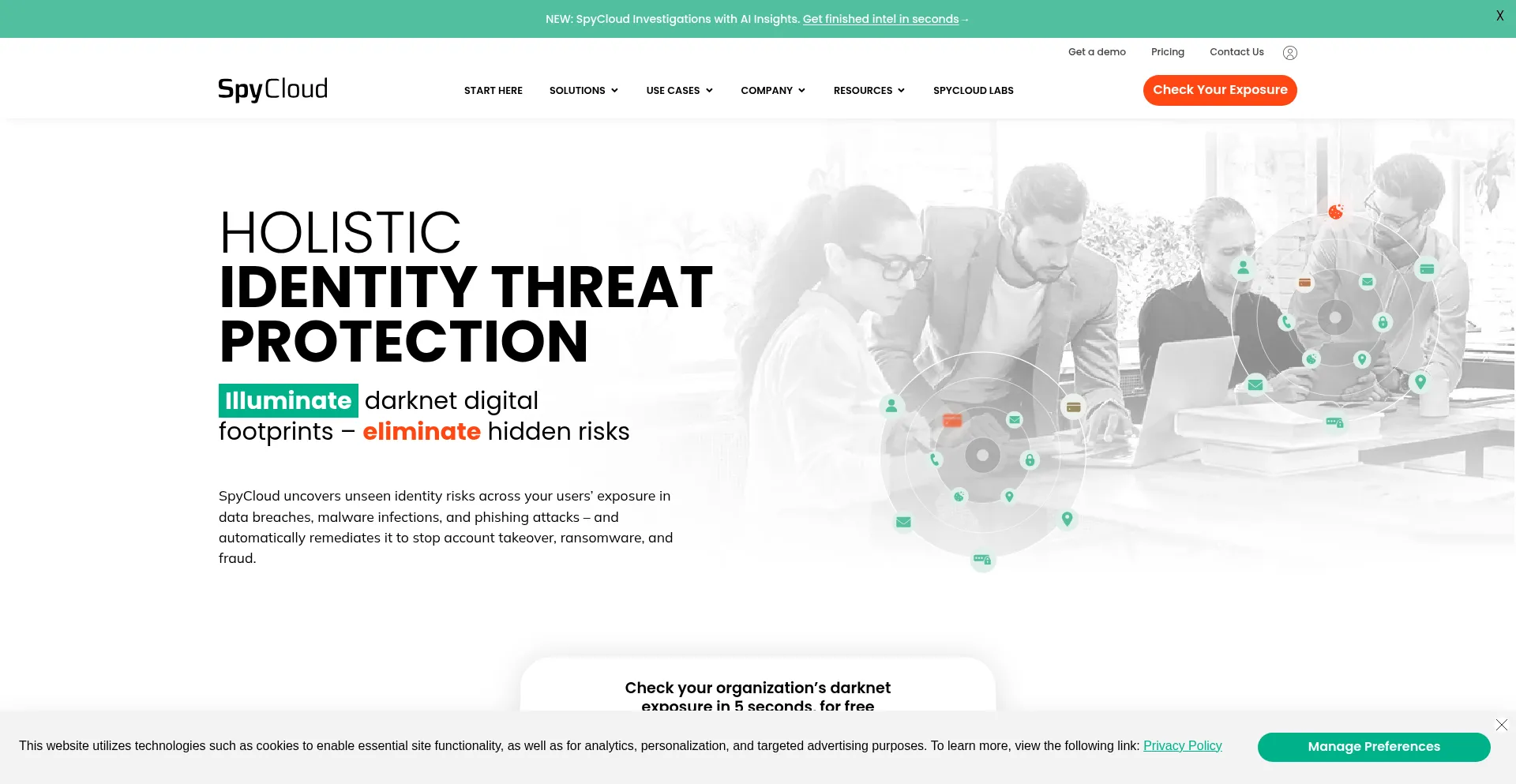 Website screenshot of Spycloud.com