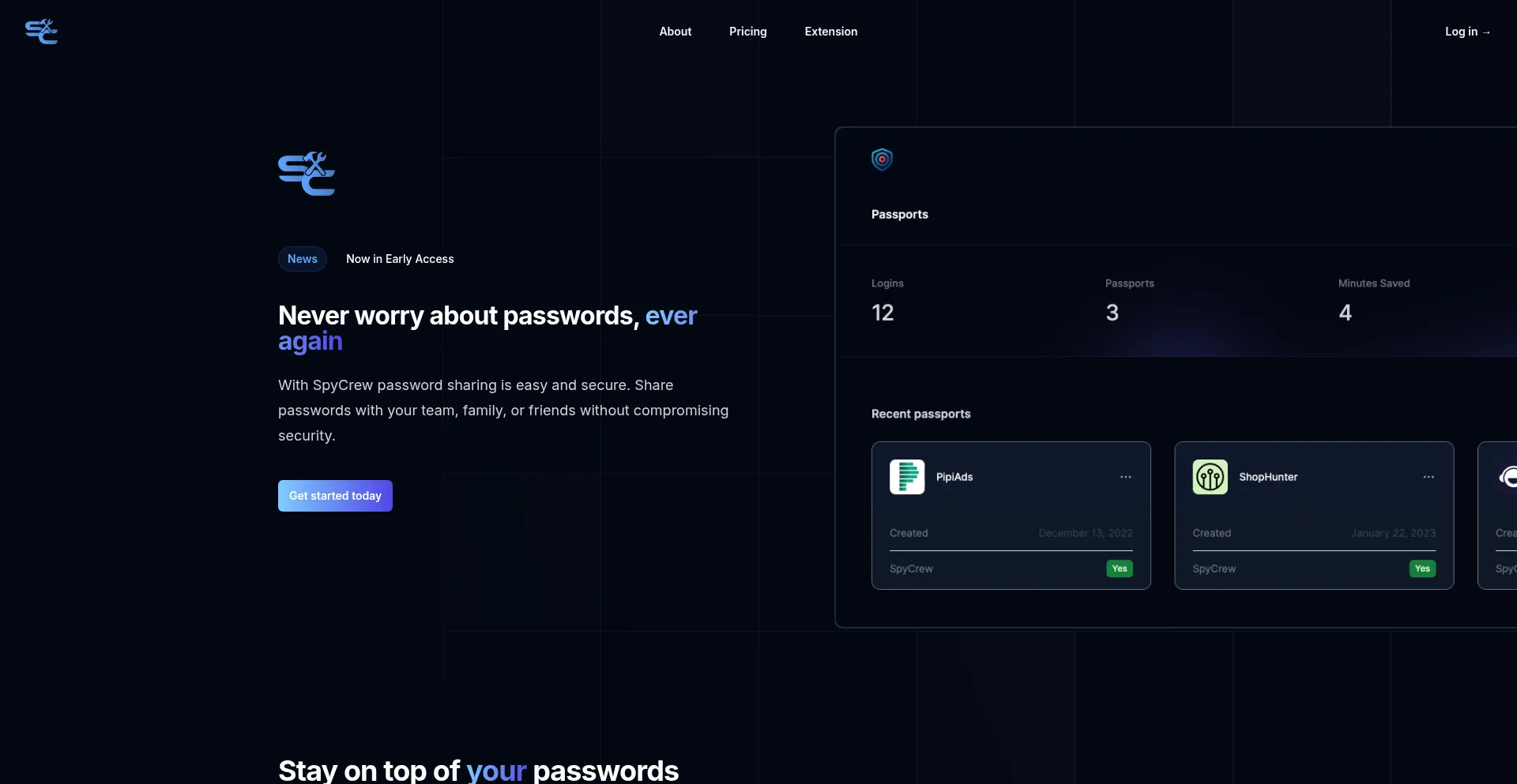 Website screenshot of Spycrew.ai