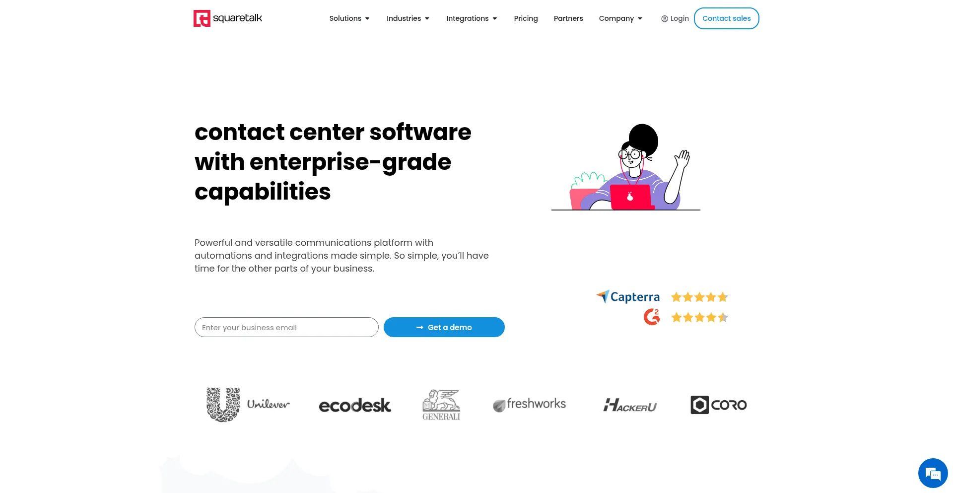 Website screenshot of Squaretalk.com