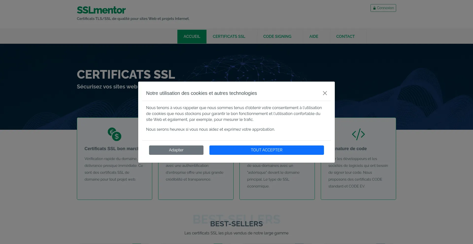 Website screenshot of Sslmentor.fr