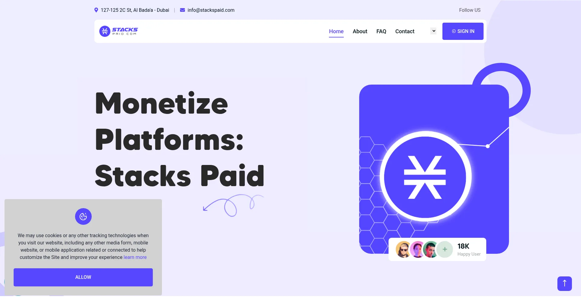 Website screenshot of Stackspaid.com