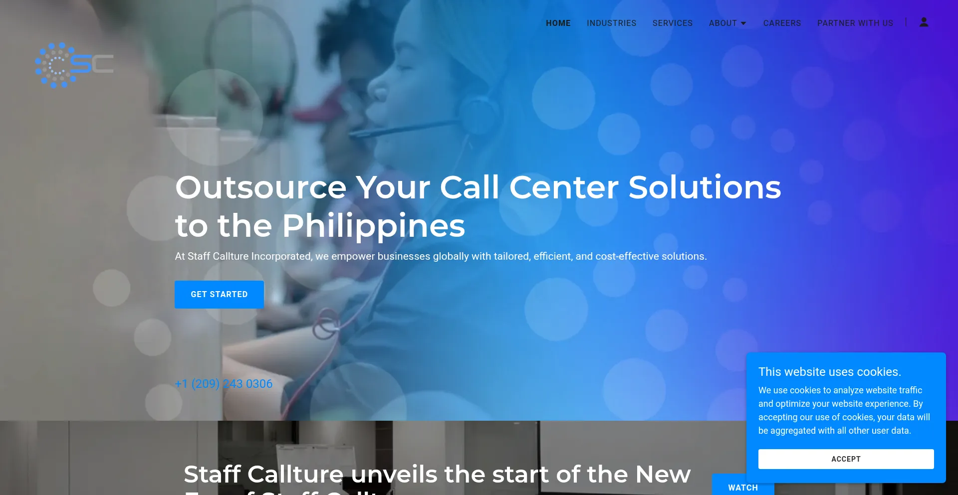 Website screenshot of Staffcalltureinc.com