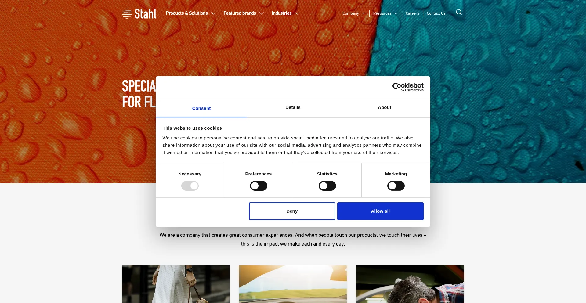 Website screenshot of Stahl.com