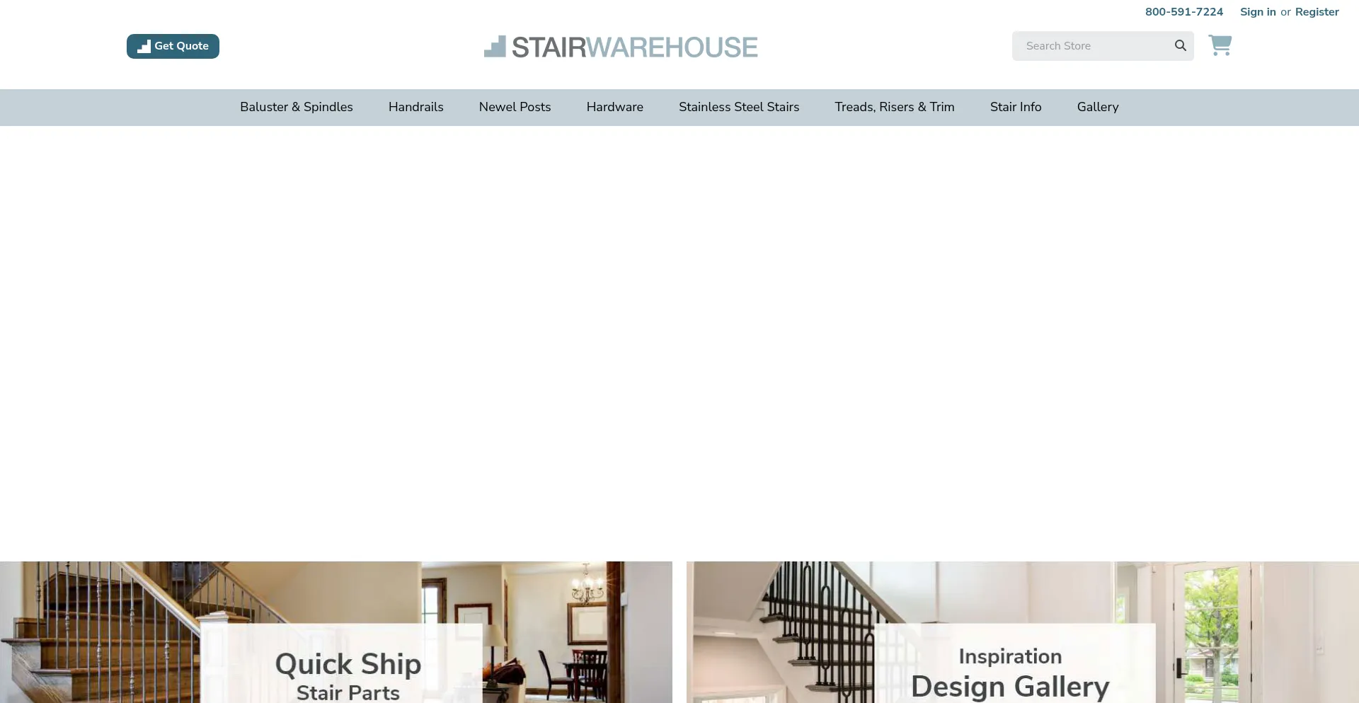 Website screenshot of Stairwarehouse.com