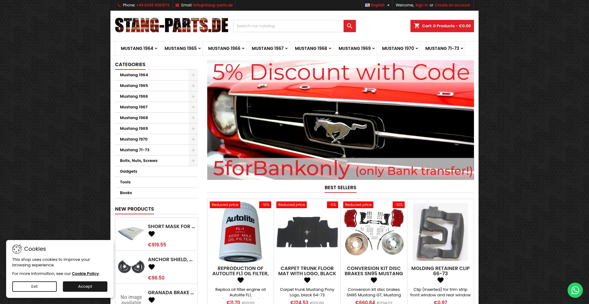 Website screenshot of Stang-parts.de