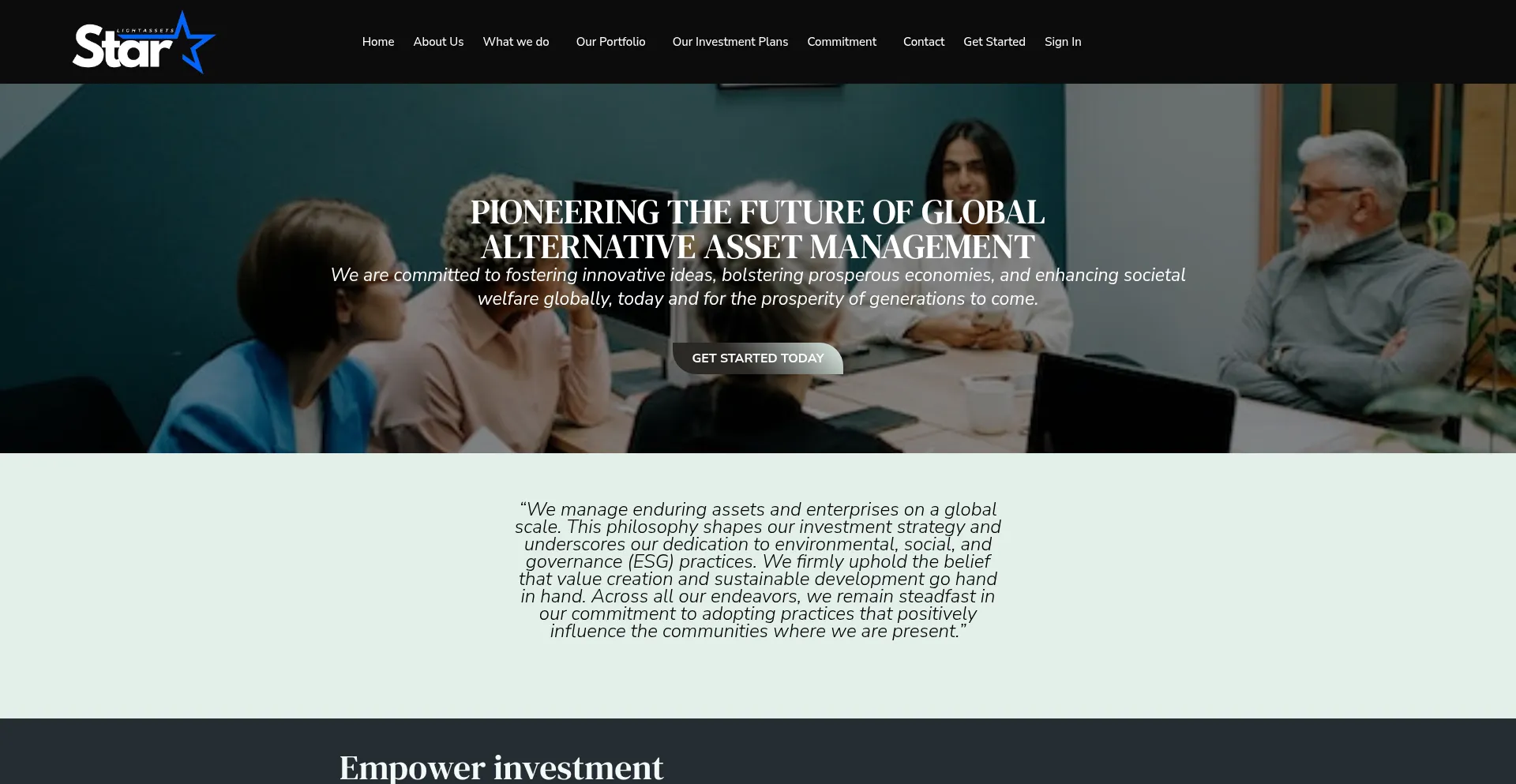 Website screenshot of Star.starlightassets.com