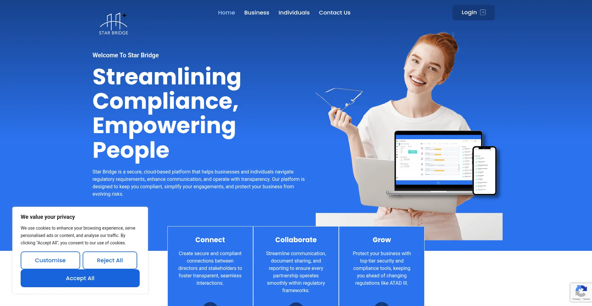 Website screenshot of Starbridgeapp.com