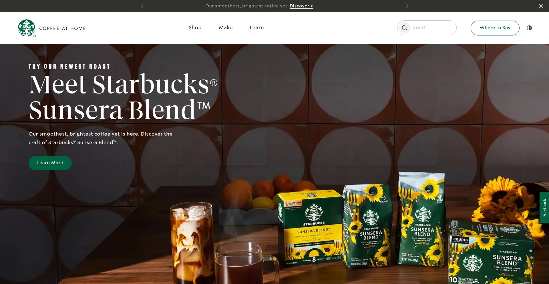 Website screenshot of Starbucksathome.com