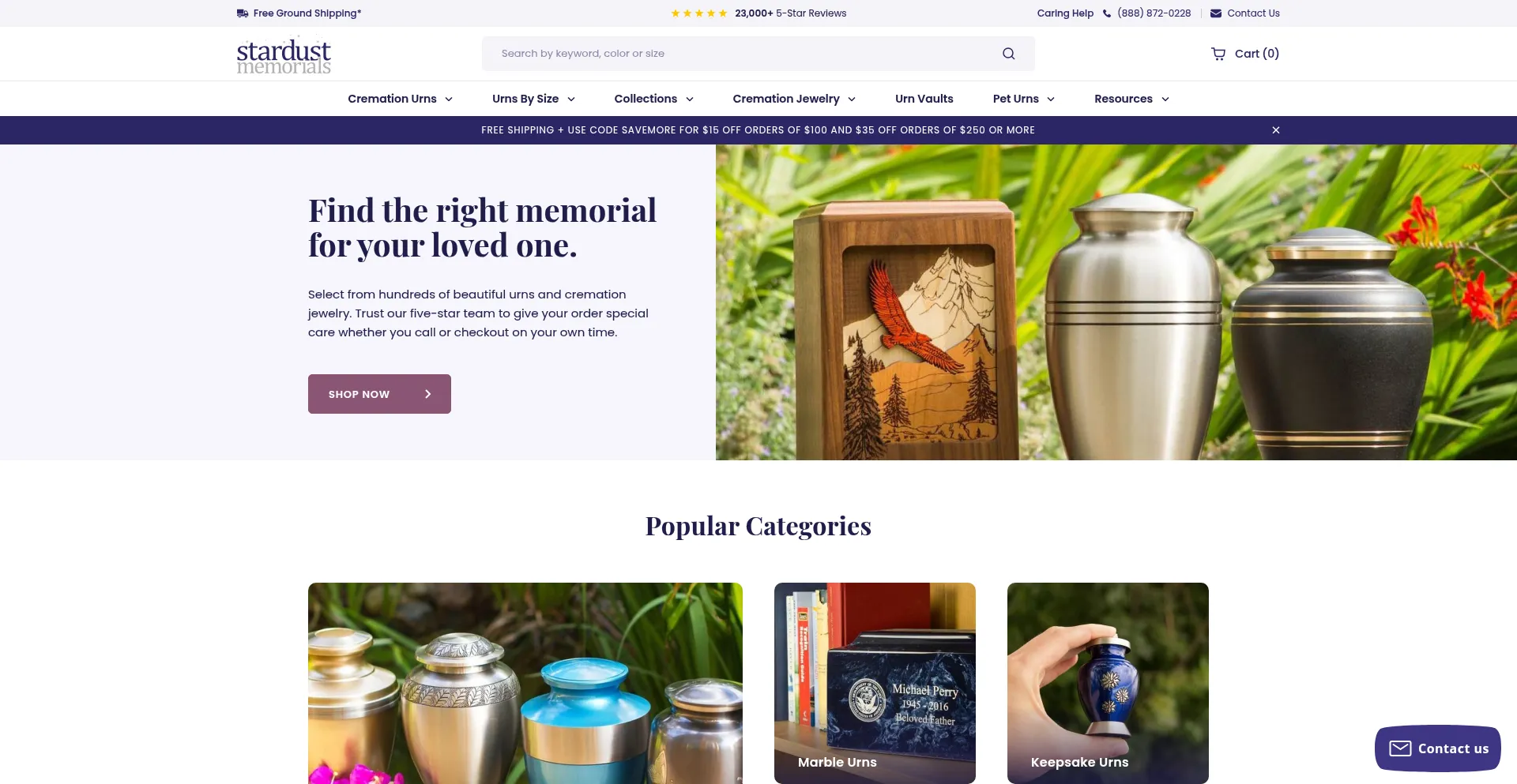 Website screenshot of Stardust-memorials.com
