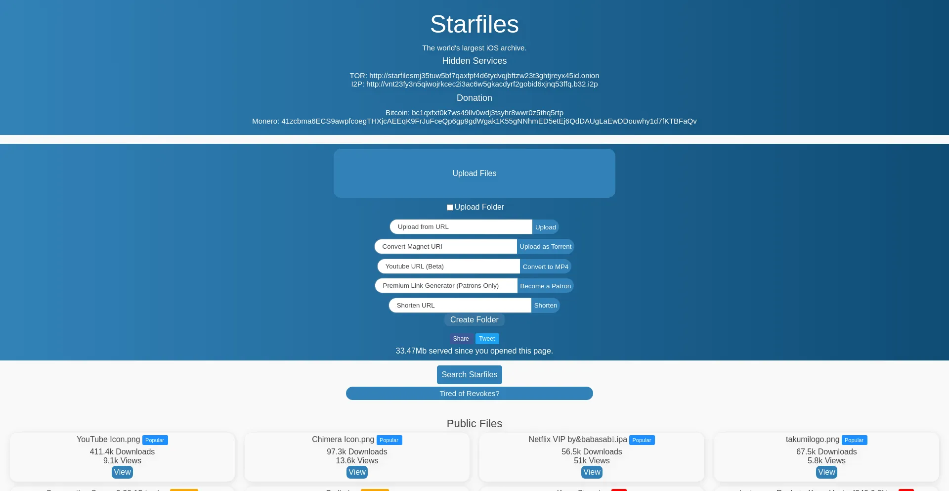 Website screenshot of Starfiles.co