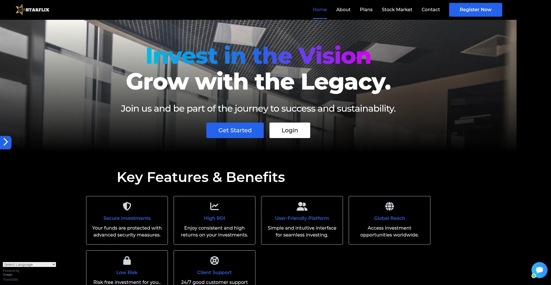 Website screenshot of Starflixgo.net