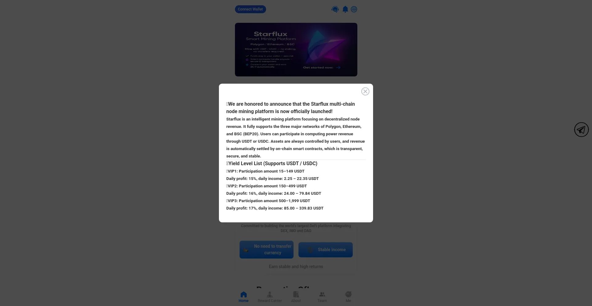 Website screenshot of Starflux.cc