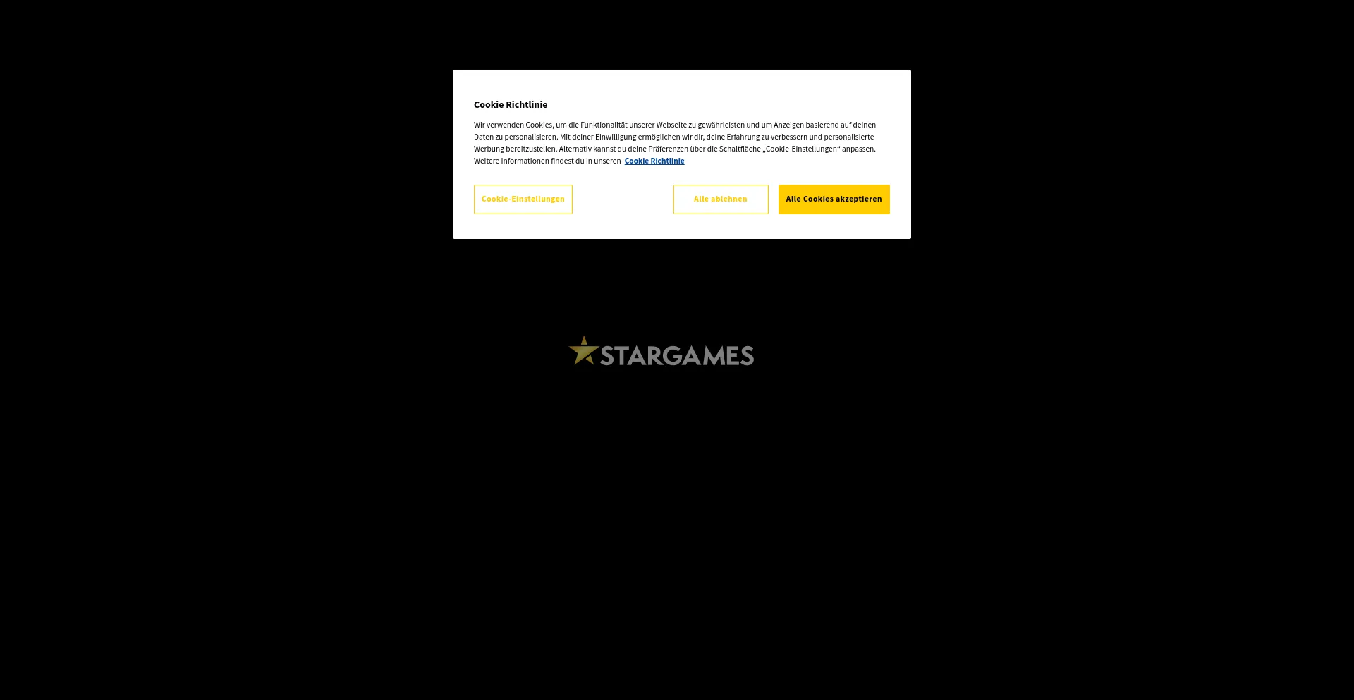 Website screenshot of Stargames.de