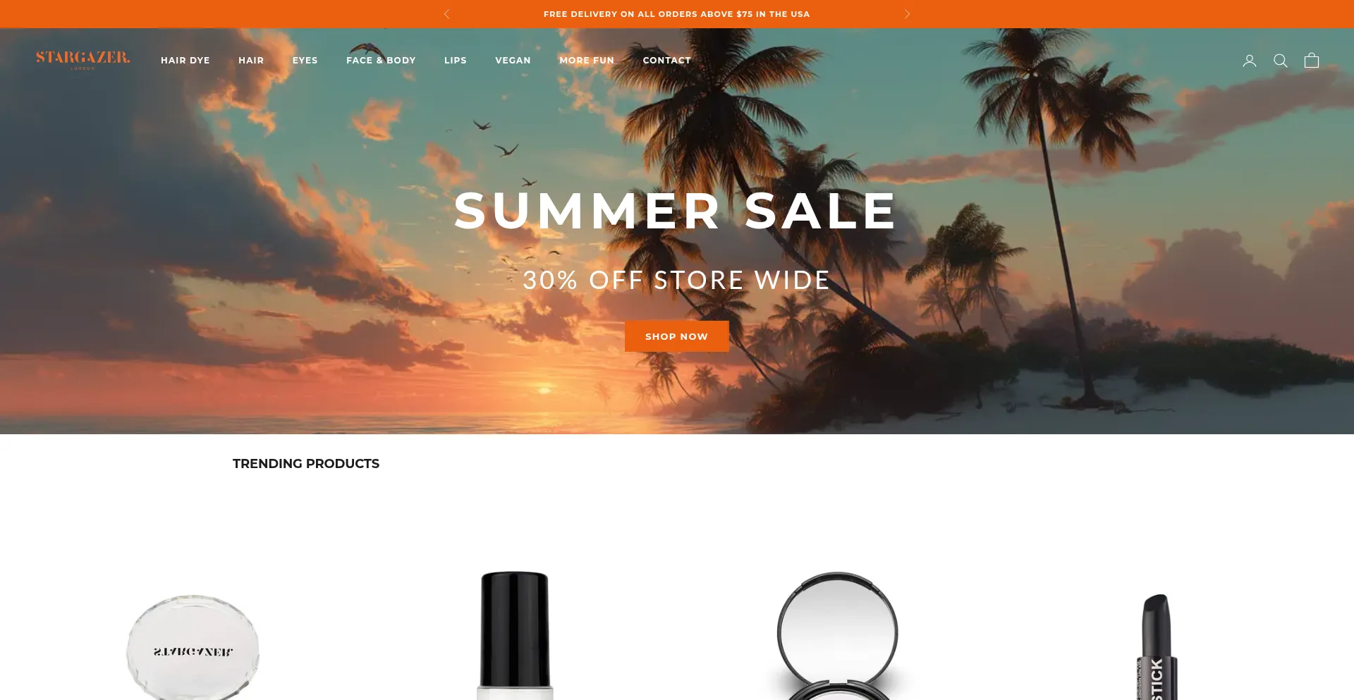 Website screenshot of Stargazer-products.com