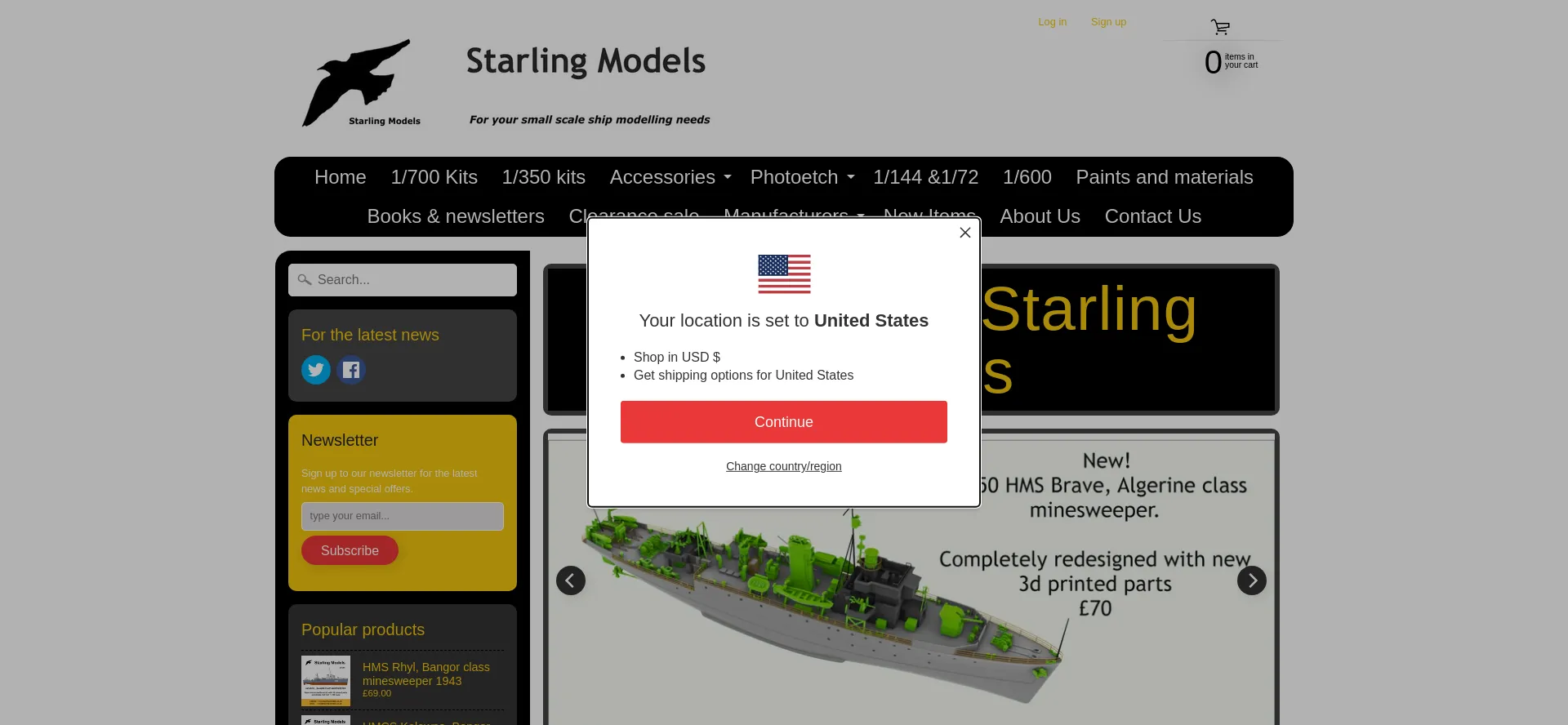 Website screenshot of Starling-models.co.uk