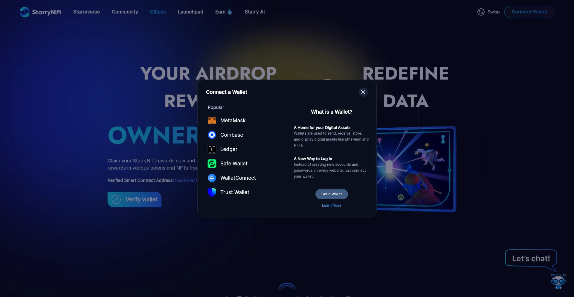 Website screenshot of Starrynifts.pages.dev