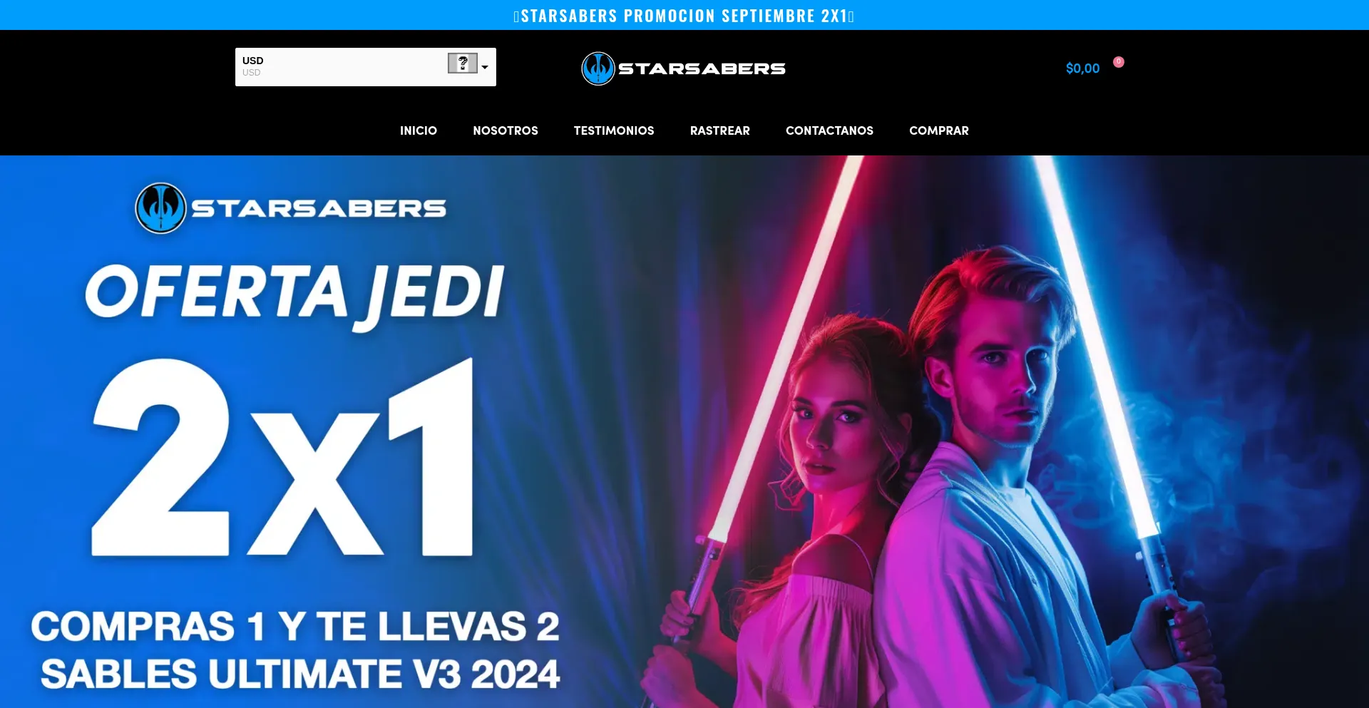 Website screenshot of Starsabers.com