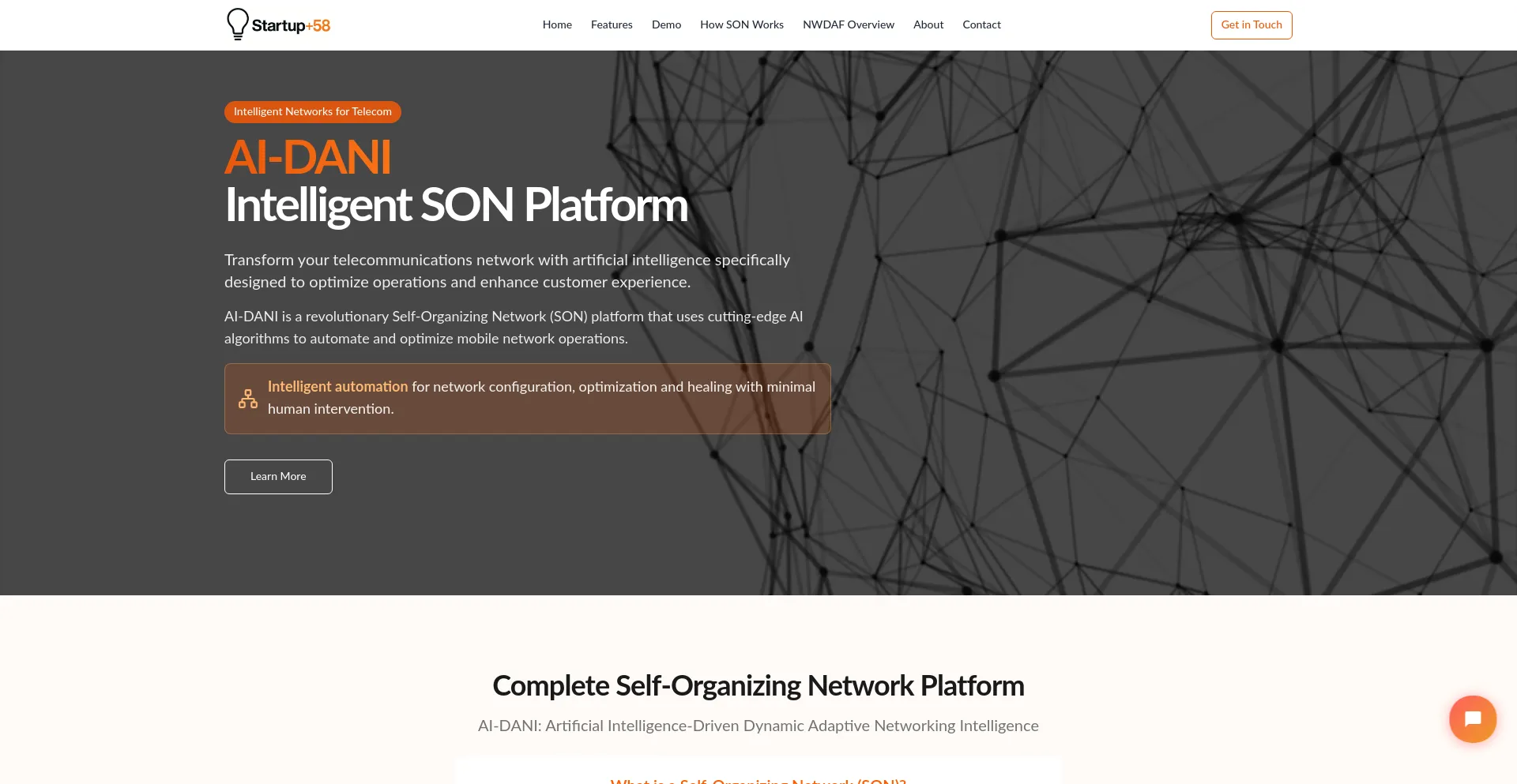 Website screenshot of Startup58.com