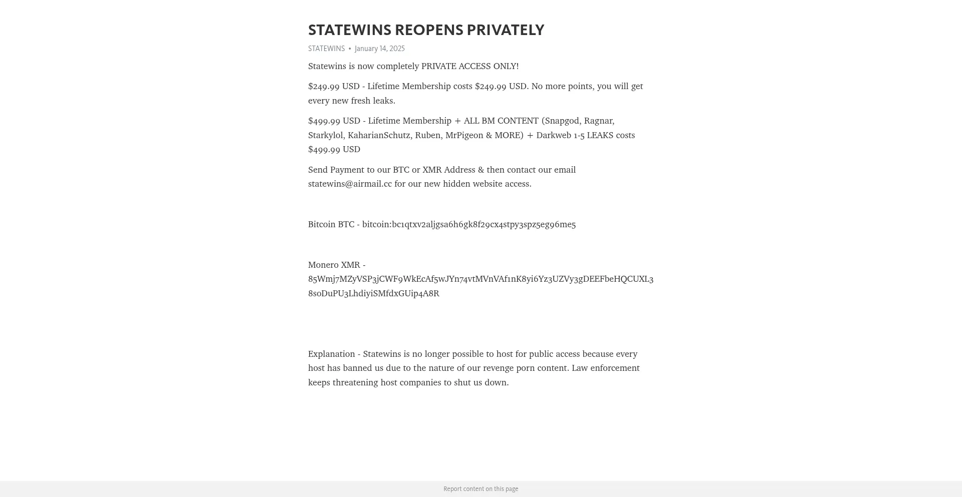 Website screenshot of Statewins.pk