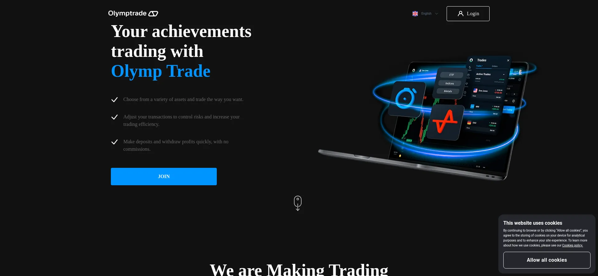 Website screenshot of Static.olymptrade.com