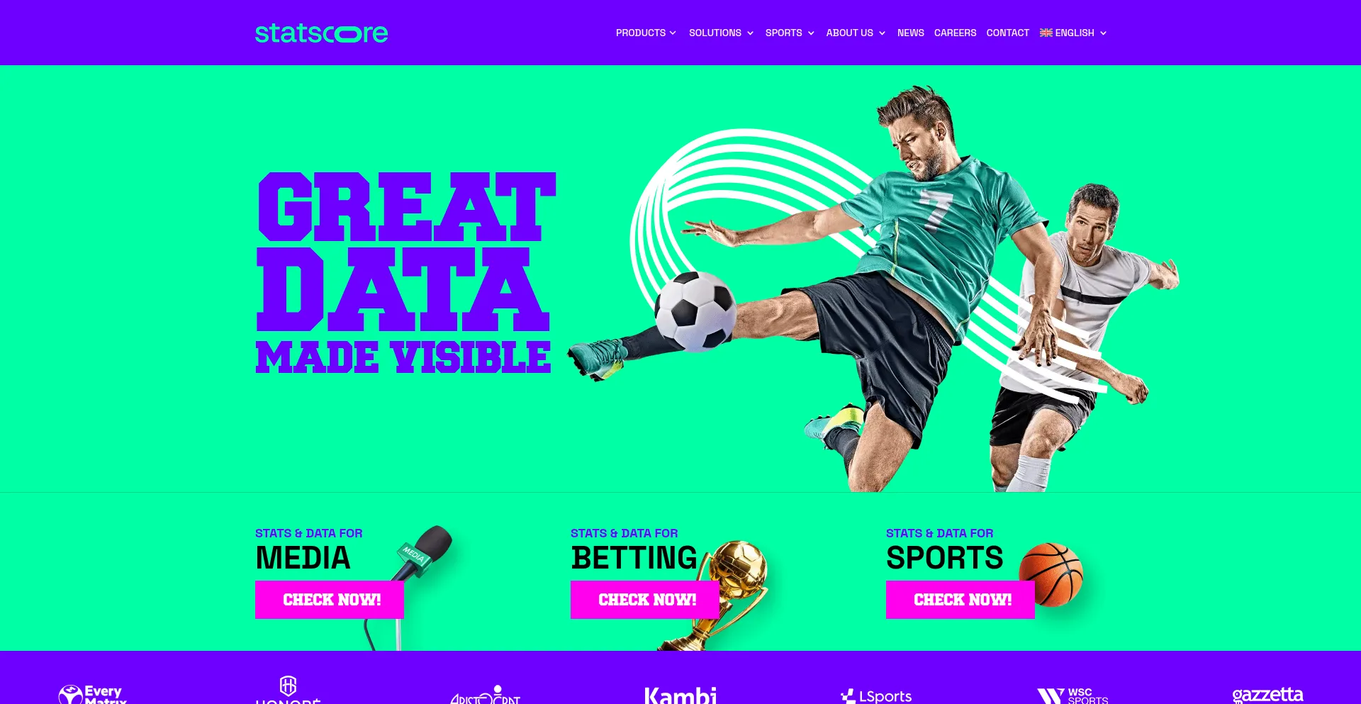 Website screenshot of Statscore.live