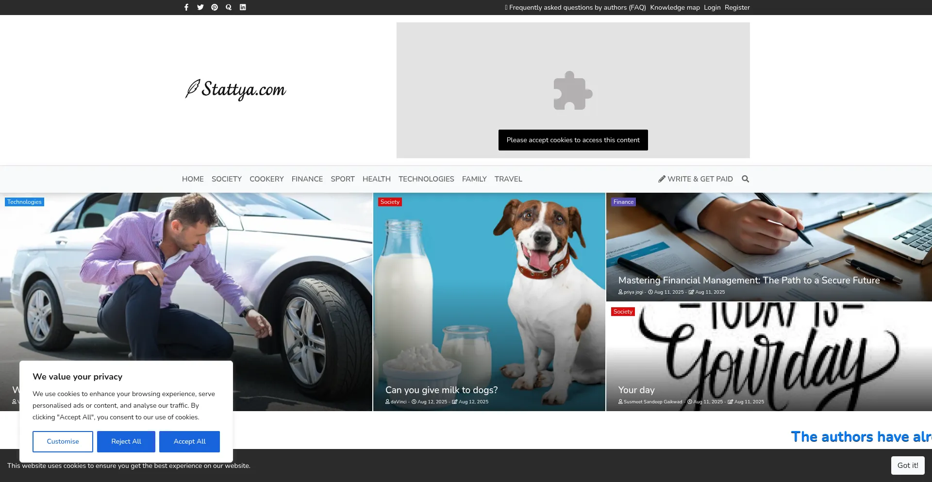 Website screenshot of Stattya.com