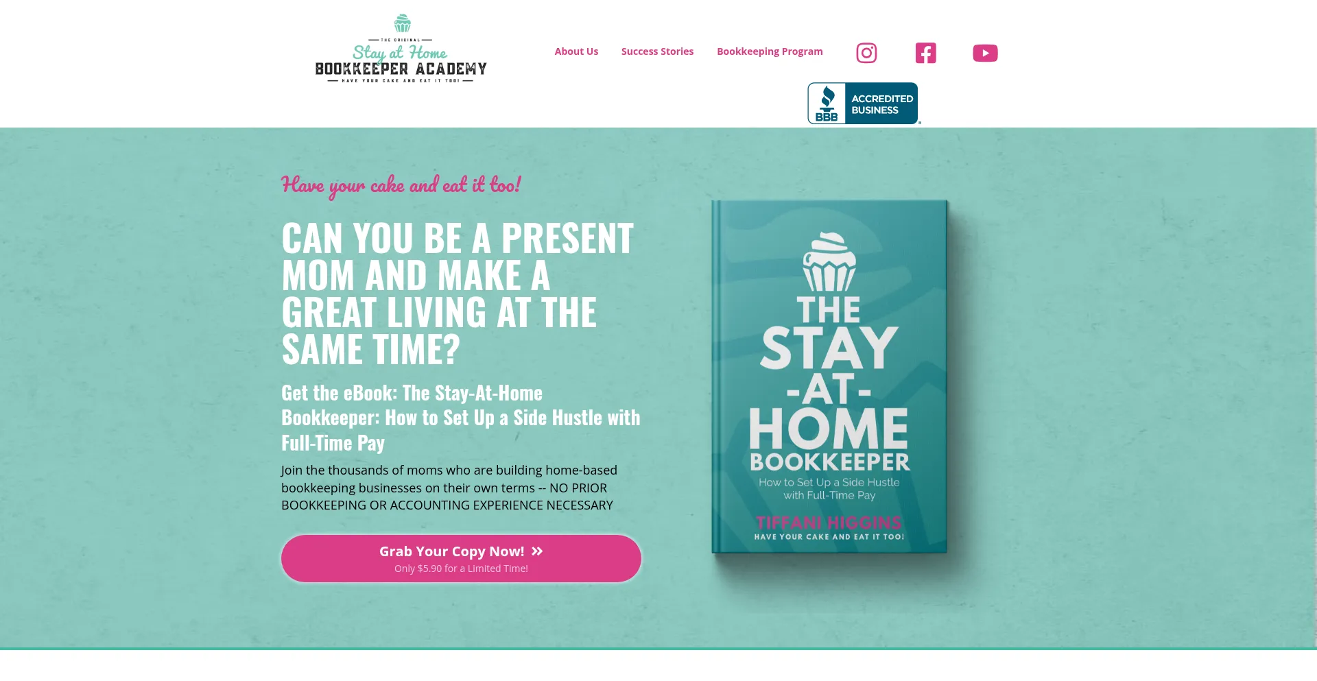 Website screenshot of Stayathomebookkeeper.com