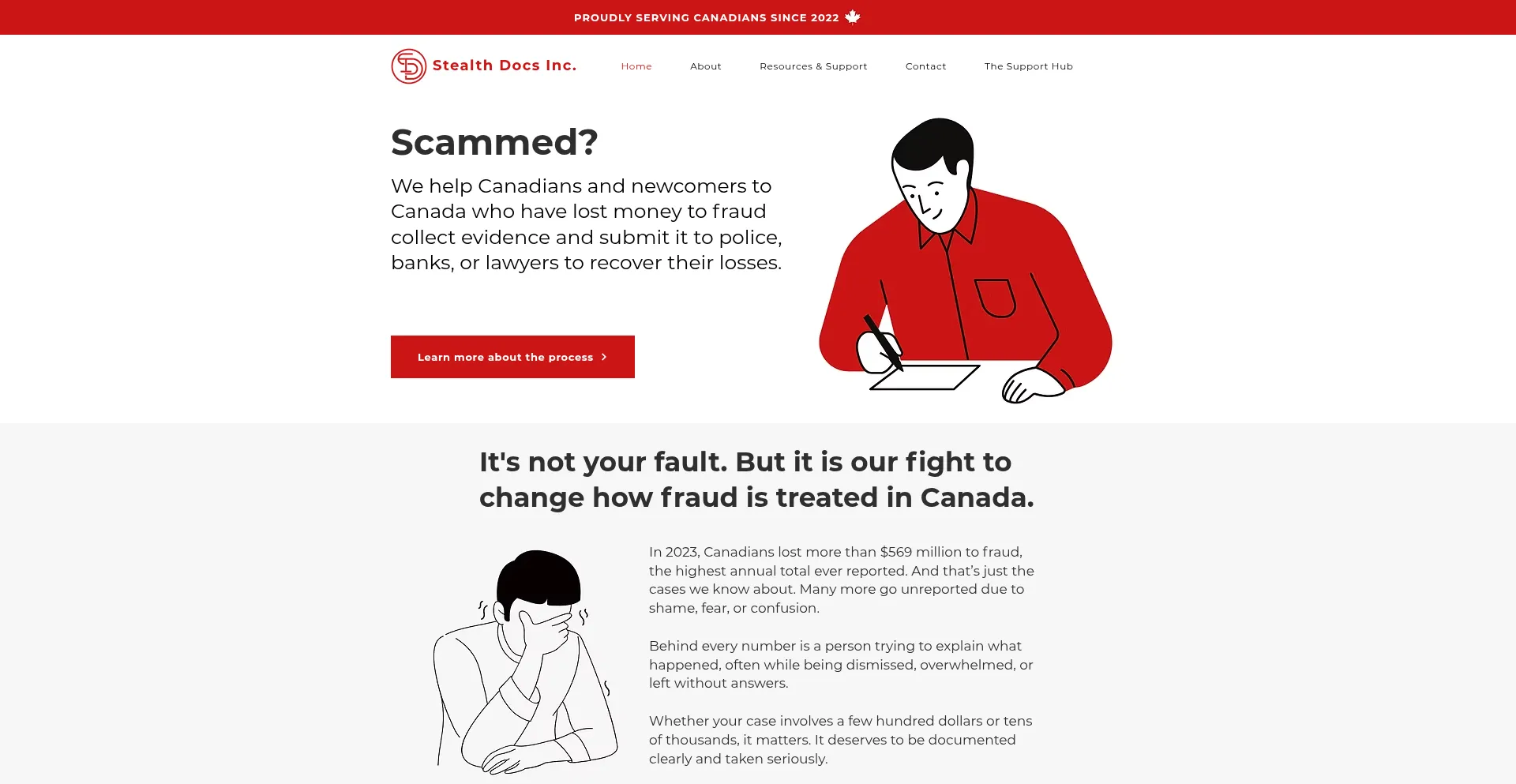 Website screenshot of Stealthdocs.ca
