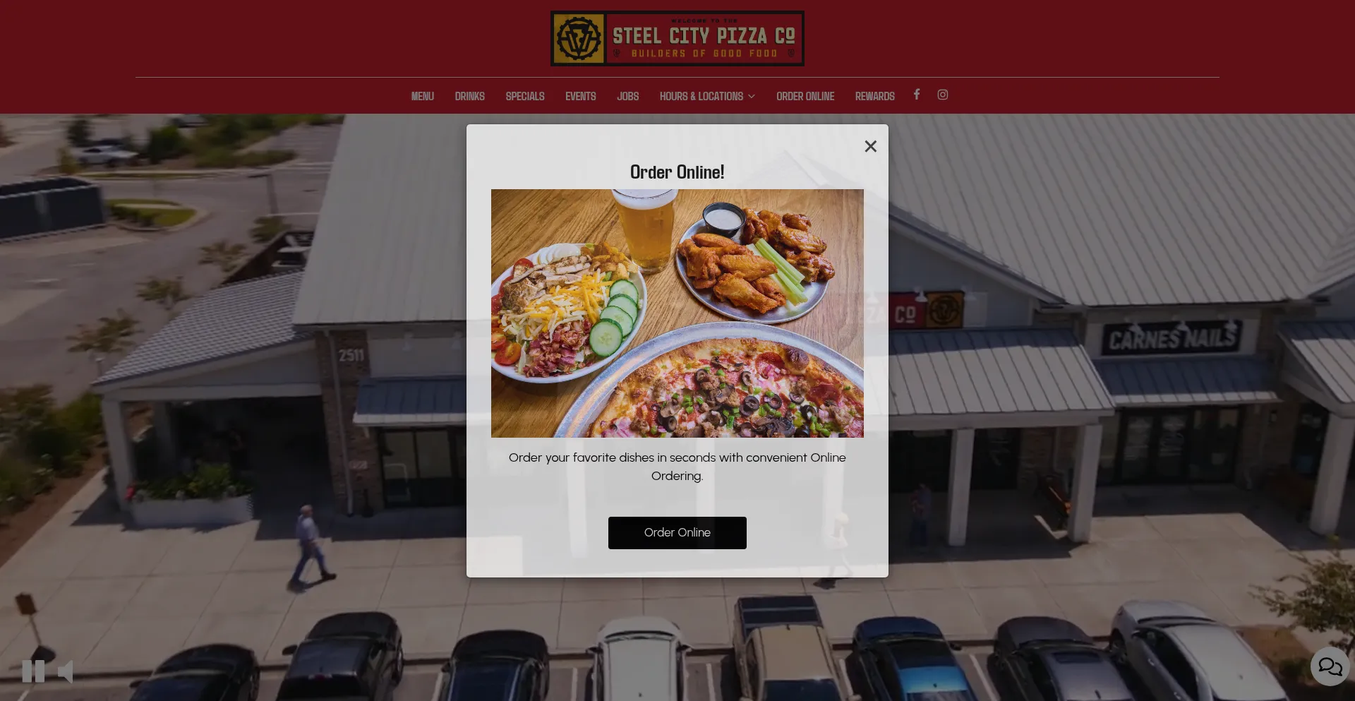 Website screenshot of Steelcitypizza.com