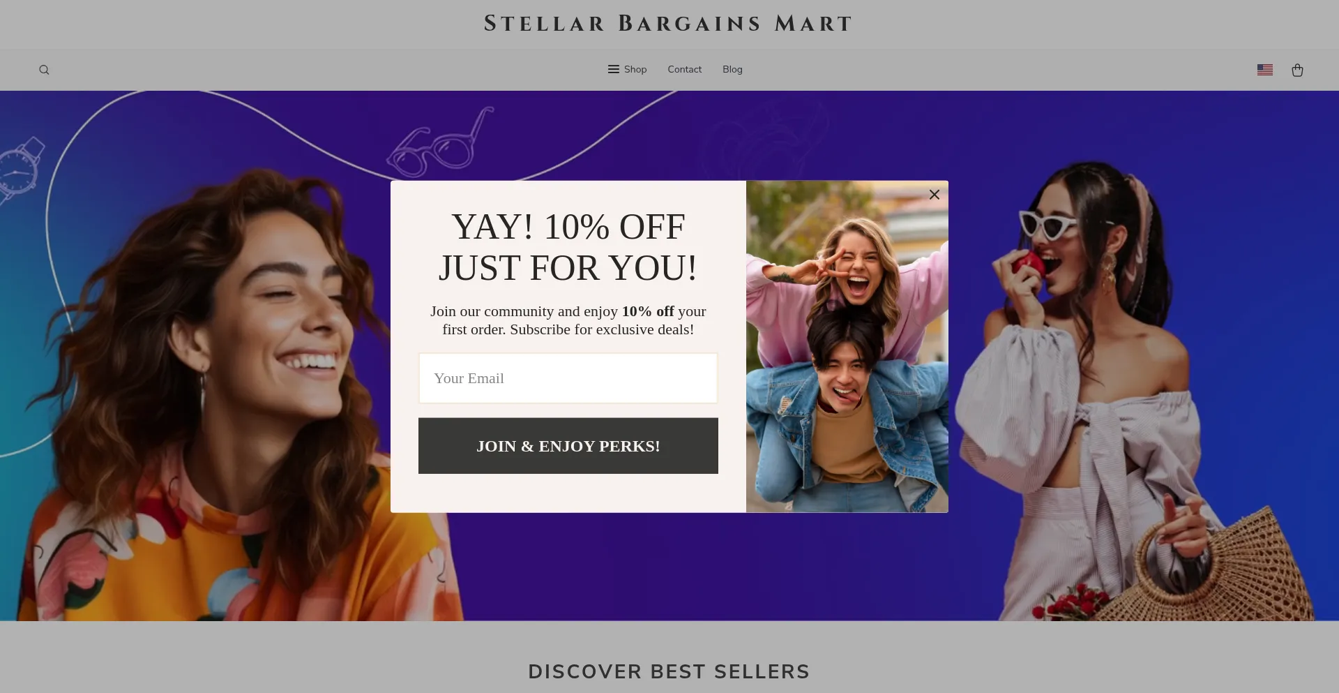 Website screenshot of Stellarbargainsmart.shop