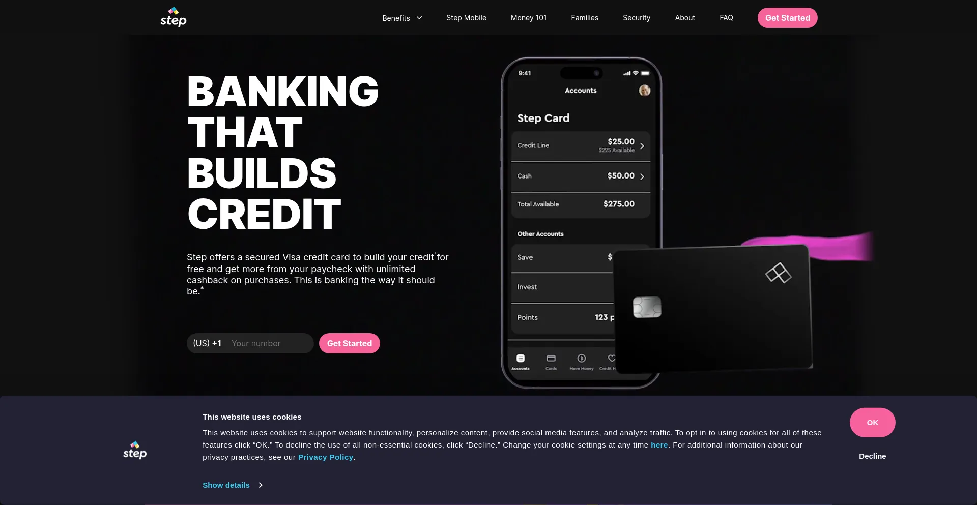 Website screenshot of Step.com