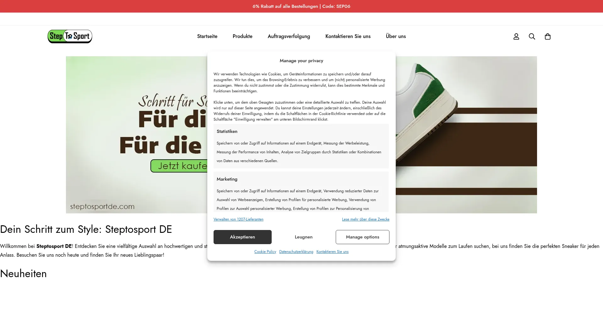 Steptosportde.com Screenshot