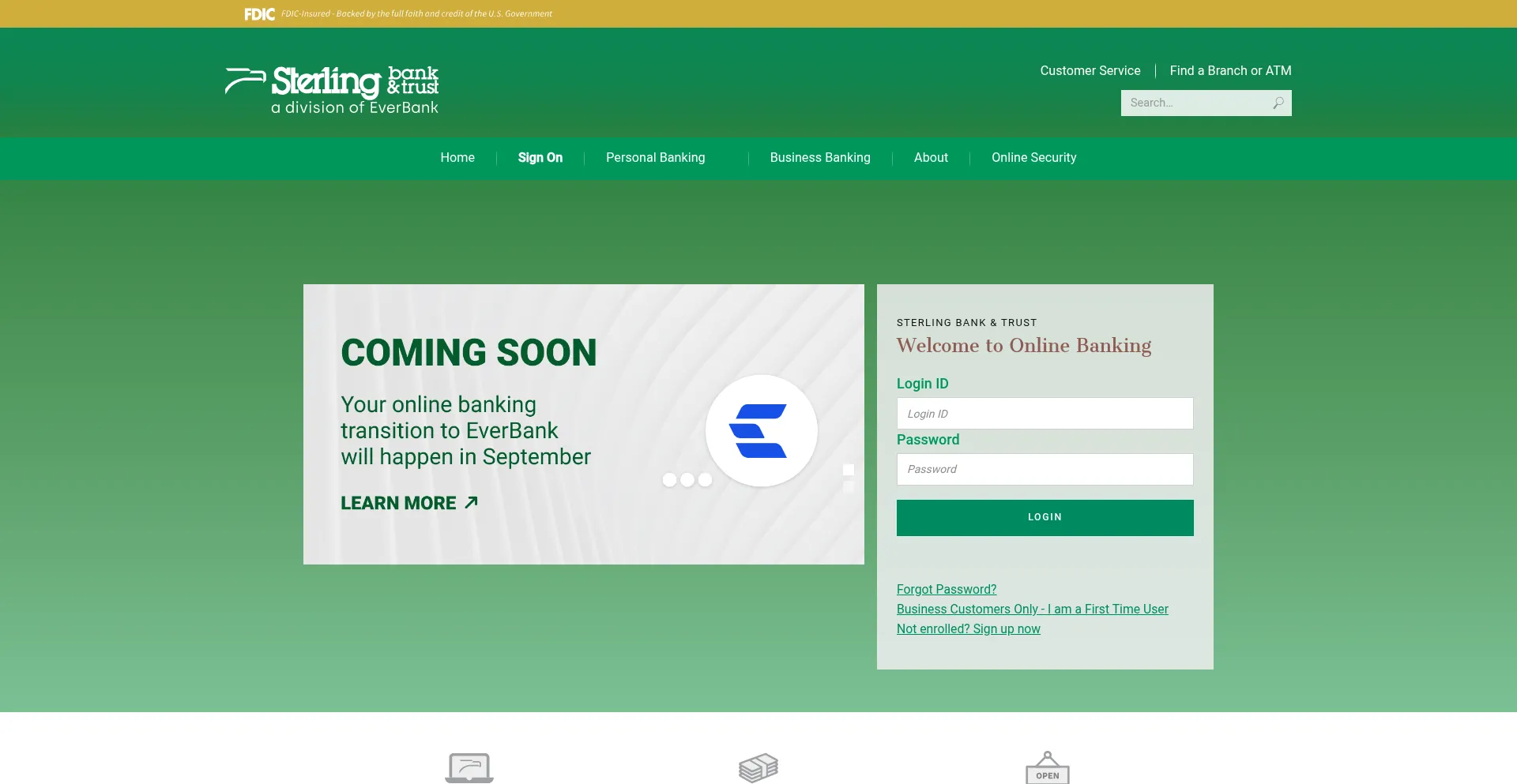 Website screenshot of Sterlingbank.com